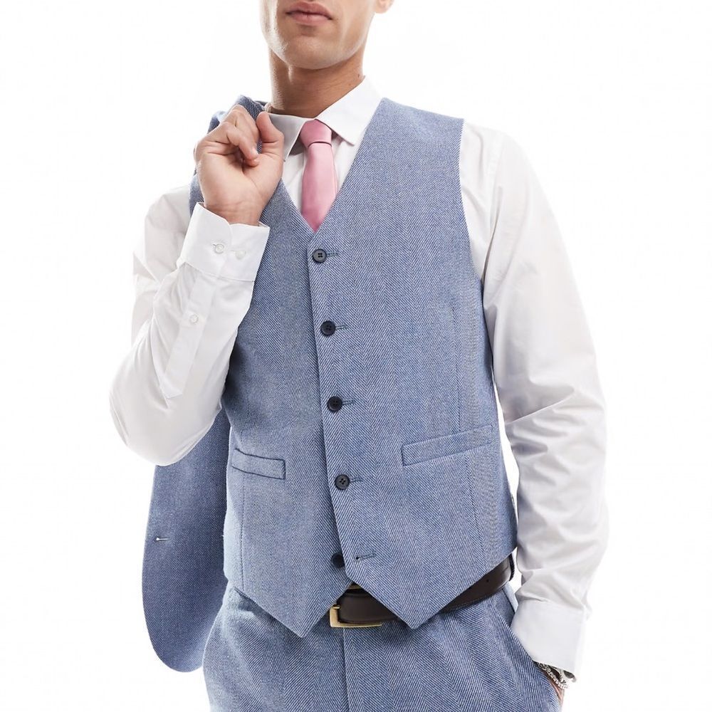 ASOS DESIGN Skinny Suit Vest with Wool  Blue Chest 42 Regular NWT IN PACKAGE
